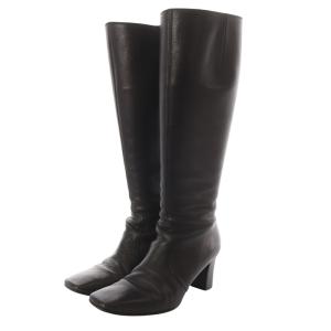 GINZA Kanematsu スクエアトゥ ロングブーツ ヒール 23.5cm 黒 ブラック /SR31