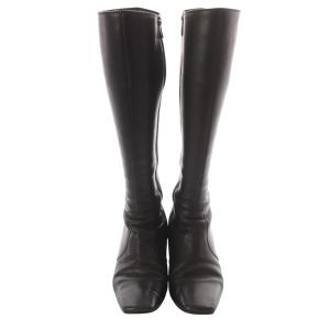 GINZA Kanematsu スクエアトゥ ロングブーツ ヒール 23.5cm 黒 ブラック /SR31