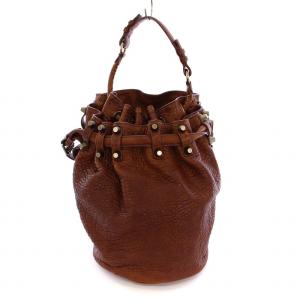 ディエゴ ショルダーバッグ ハンドバッグ 2WAY スタッズ 巾着 レザー 鞄 茶 ブラウン /DK OF