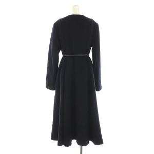 CELFORD ベルト付きドレスコート ロング ノーカラー アウター ウール 36 紺 ネイビー