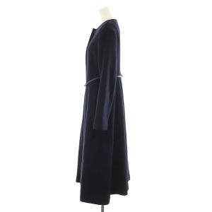 CELFORD ベルト付きドレスコート ロング ノーカラー アウター ウール 36 紺 ネイビー