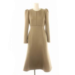 レーストリムポンチワンピース ロング 長袖 32 グレーベージュ