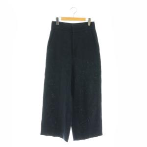 リネンパンツ ボトムス ワイド ジップフライ 38 M 紺 ネイビー /YQ OS