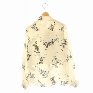 Diagram GRACE CONTINENTAL アートプリントボウタイシャツ ブラウス 長袖 レイヤード風 レタード 総柄 38 M アイボリー