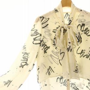 Diagram GRACE CONTINENTAL アートプリントボウタイシャツ ブラウス 長袖 レイヤード風 レタード 総柄 38 M アイボリー