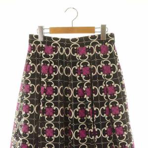 GRACE CONTINENTAL 22AW タイルパターンタックスカート ロング フレア 刺繍 38 黒 紫 白