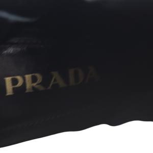 PRADA ショートブーツ スクエアトゥ チャンキーヒール レザー 37 24cm 黒 ブラック