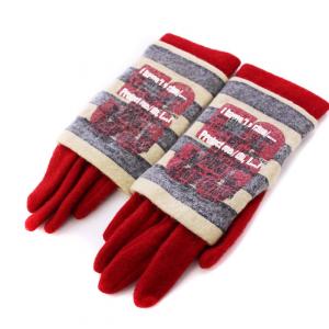 手袋 ボーダー 2Way オーブ レッド