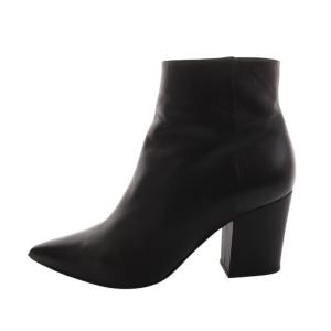 Sergio Rossi ショートブーツ ポインテッドトゥ チャンキーヒール レザー 38 25cm 黒 ブラック A85401