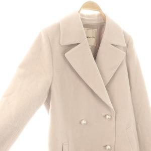 Apuweiser-riche パール釦バックフレアコート アウター ロング ダブル チェスター 総裏地 アンゴラ混 2 ピンクベージュ