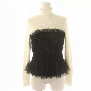 23AW チュールコンビニット カットソー タートルネック 長袖 2 白 黒 ホワイト ブラック /DF