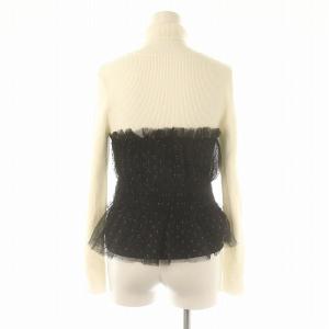 Apuweiser-riche 23AW チュールコンビニット カットソー タートルネック 長袖 2 白 黒 ホワイト ブラック /DF