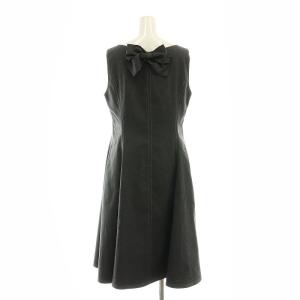 M'S GRACY Denim like Jumper Skirt ジャンパースカート ワンピース ひざ丈 デニム風 リボン 40 L グレー
