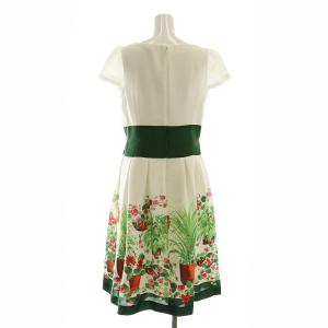 M'S GRACY Garden Flower Dress ワンピース 半袖 ひざ丈 スクエアネック フラワー 花柄 42 XL ミックスカラー