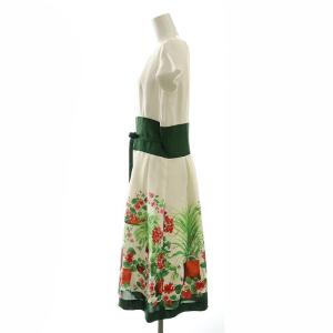 M'S GRACY Garden Flower Dress ワンピース 半袖 ひざ丈 スクエアネック フラワー 花柄 42 XL ミックスカラー