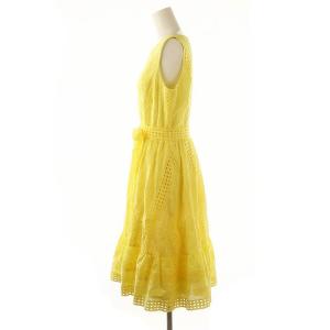 M'S GRACY カットワークレースワンピース ロング ミモレ ノースリーブ 42 黄色 イエロー