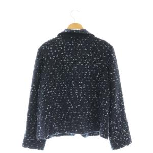 Leilian ナイロン ウール リボンジャケット ブレザー シングル 15 XXL 紺 ネイビー
