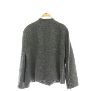 Leilian ウール スタンドカラー ダブルジャケット ブルゾン 13 XL チャコールグレー