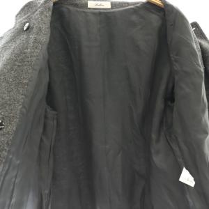 Leilian ウール スタンドカラー ダブルジャケット ブルゾン 13 XL チャコールグレー