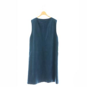 Leilian スエード ノースリーブワンピース ロング丈 ミモレ丈 13 XL 青 ブルー