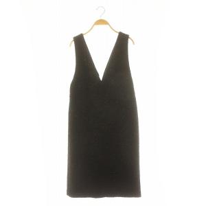 24AW ラメシャイニードレス ひざ丈 Vネック 36 S 黒 ブラック