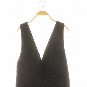 Grace Class 24AW ラメシャイニードレス ひざ丈 Vネック 36 S 黒 ブラック