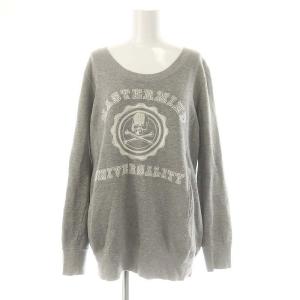 スカル刺繍ポケット付プルオーバースウェット カットソー 長袖 杢グレー /MI OS