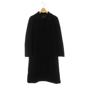 ロングコート ステンカラー アウター ウール シルク 黒 ブラック /MI OS SH