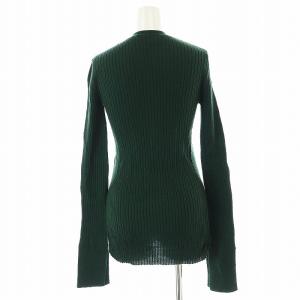 ENFOLD ワイドリブ ヘンリーロングスリーブ リブニット カットソー 長袖 クルーネック ウール 38 M 緑 グリーン