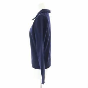 UNITED ARROWS レディ ロングスリーブ ニット カットソー 長袖 レース ステンカラー F 紺 ネイビー 1513-183-4744