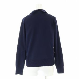 UNITED ARROWS レディ ロングスリーブ ニット カットソー 長袖 レース ステンカラー F 紺 ネイビー 1513-183-4744