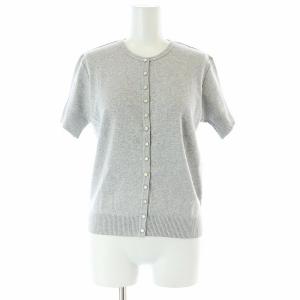 スナップボタン プレッション カーディガン ニット 半袖 クルーネック 2 M グレー