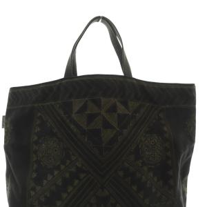 ISSEY MIYAKE Haat タマシャ Tamasha 刺繍 ハンドバッグ トートバッグ グレー カーキ /SR19 SH