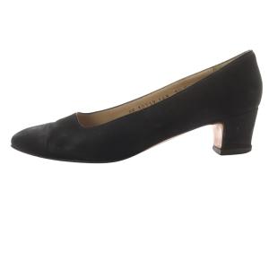 Salvatore Ferragamo スクエアトゥ パンプス チャンキーヒール スエード 7.5 25cm 黒 ブラック
