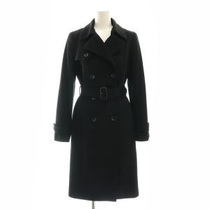 カシミヤダブルボタンコート アウター ベルト付き 36 S 黒 ブラック /YQ OS SH