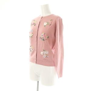 Chesty タグ付き カーディガン 刺繍 ビジュー ビーズ スパンコール 装飾 フラワー 花モチーフ ピンク