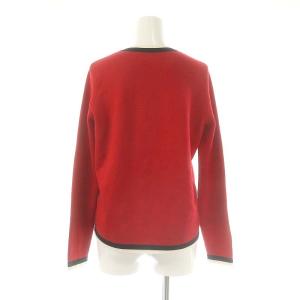 Chesty ×Chay コラボ リボン配色カーディガン ニット クルーネック 長袖 ウール混 赤 レッド