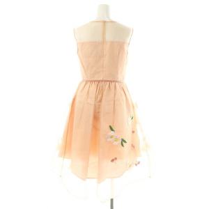 Chesty Vネックノースリーブワンピース ロング ミモレ 花刺繍 0 ピンクベージュ マルチカラー /DO OS