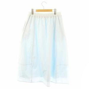 Drawer ウェストコードギャザースカート ロング フレア 38 水色 ライトブルー