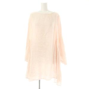 23AW リネン ギャザリング チュニック 長袖 バックボタン F ピンク /MI OS