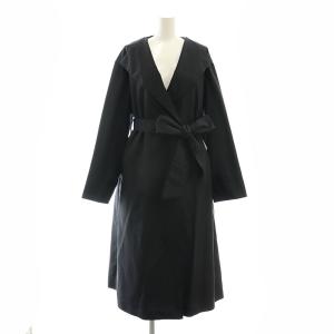 2点セット VERYコラボ ジレ付き ノーカラーコート ロング アウター ストライプ柄 46 XXL 大きいサイズ