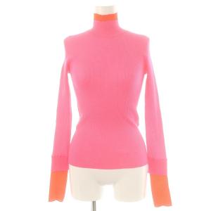 24SS タートルネックニット カットソー リブ 長袖 38 ショッキングピンク /MI OS