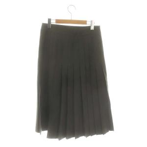 MARGARET HOWELL 24AW FLANNEL WOOL キルトスカート ラップ プリーツ ロング 3 カーキ /DO OS