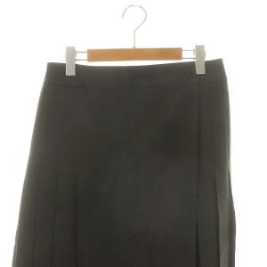 MARGARET HOWELL 24AW FLANNEL WOOL キルトスカート ラップ プリーツ ロング 3 カーキ /DO OS