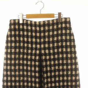 Drawer ギンガムチェックボックスタックスカート ロング 40 ベージュ 黒 ブラック /DF OS