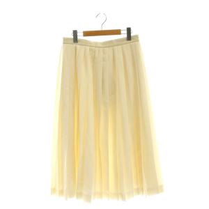 ウエストレザーウールプリーツスカート ロング フレア 38 アイボリー /NR OS