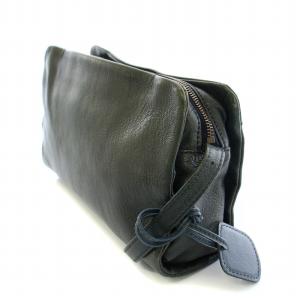 genten ショルダーバッグ レザー ロゴチャーム 緑 グリーン