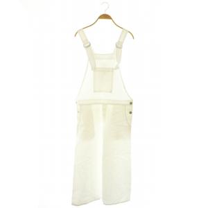 オーバーオール つなぎ 麻 リネン S 白 ホワイト