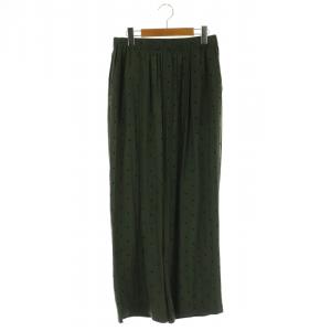 フロッキードット×ハート柄イージーパンツ ストレート S カーキ /KO OS