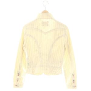 ARMANI JEANS コットン ストライプ ジャケット ショールカラー 36 アイボリー 青 ブルー /MI OS